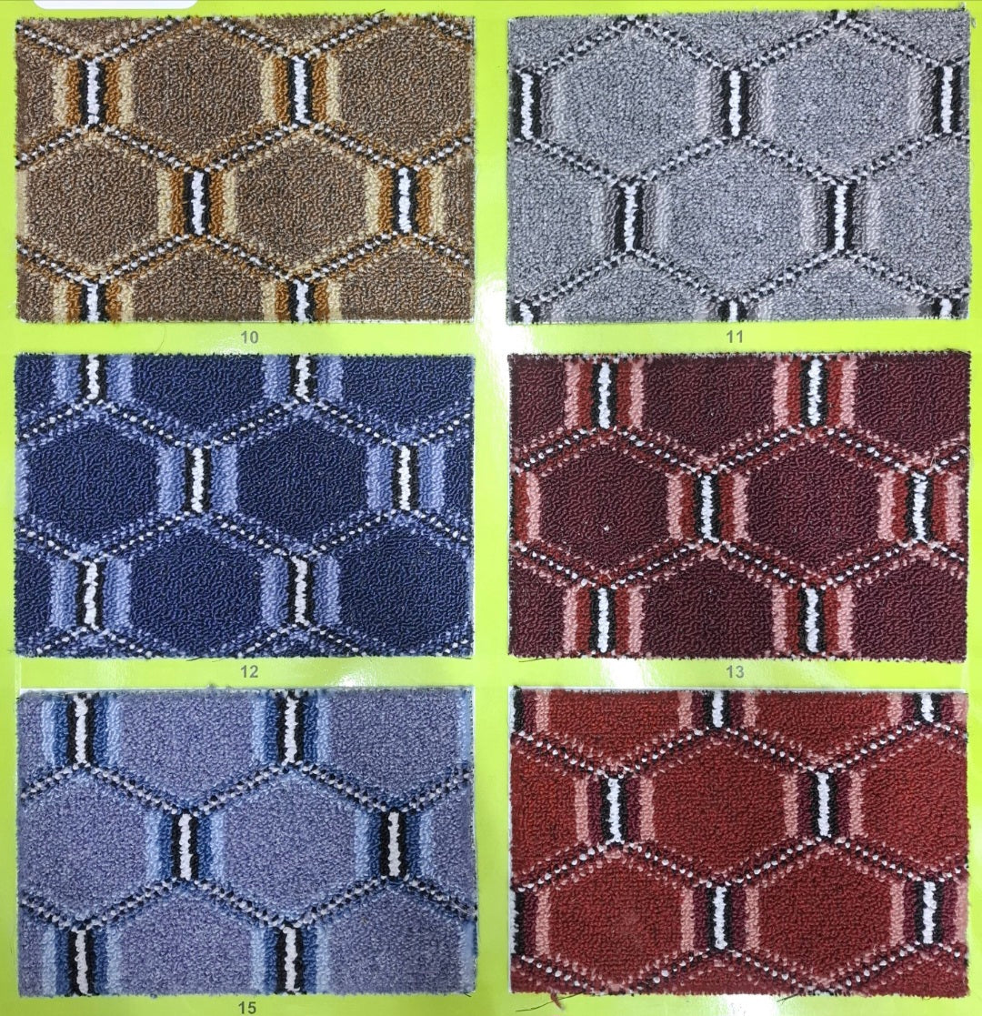 Hexagonal Pattern Loop Pile Area Rugs & Runners - Geometric Design Carpet Collection